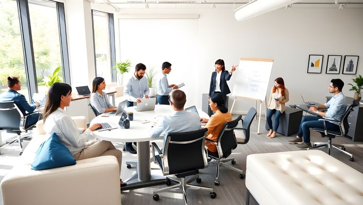 Professional team working together